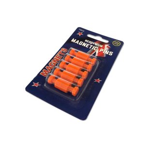 Small Orange Neodymium Pin Magnets | Card of 10
