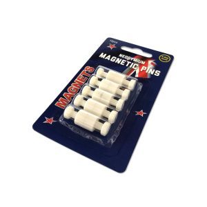 Small White Neodymium Pin Magnets | Card of 10